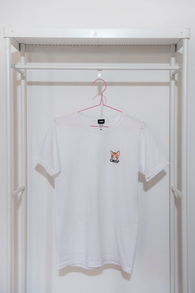 Kawaii cat print T-shirt  Colore Bianco "Nyantekoto nyai" 90s anime style + Logo - GIAPPOP 